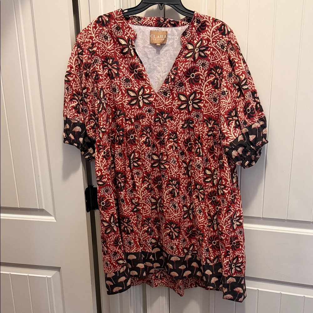 CLARA SUNWOO Red and Black Patterned Tunic